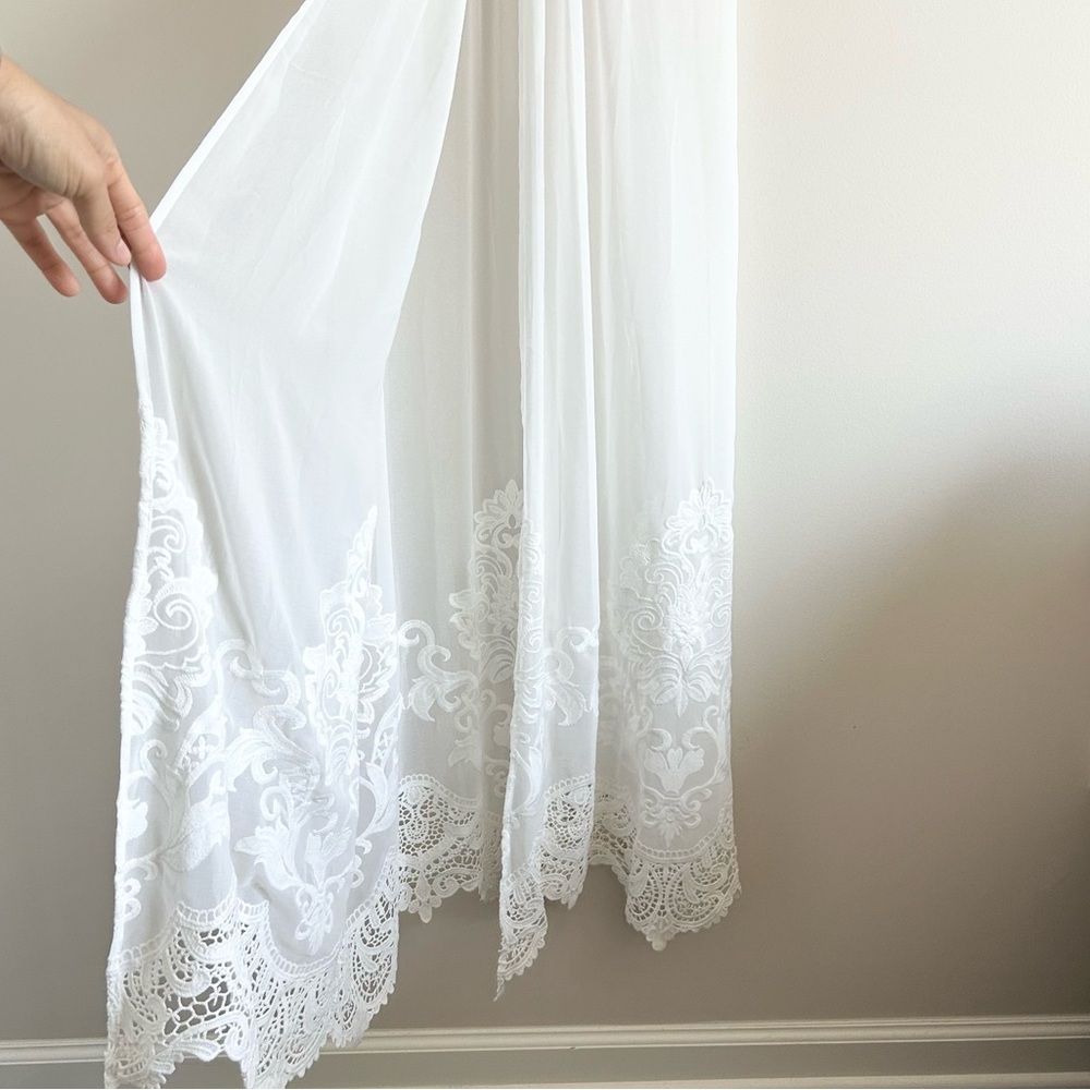 BHLDN White Sand Embroidered Lace Olivia Ethereal Robe Large - Picture 6 of 11